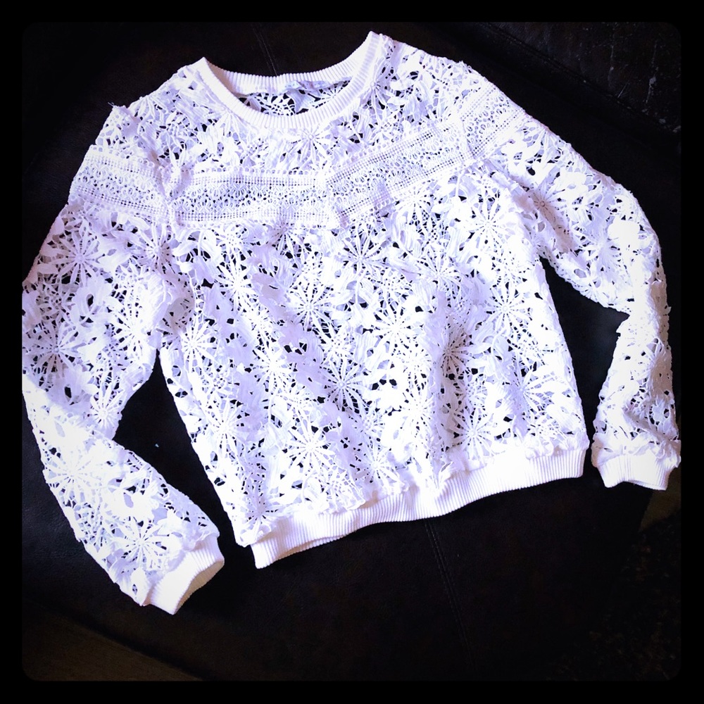 White Lacey  top